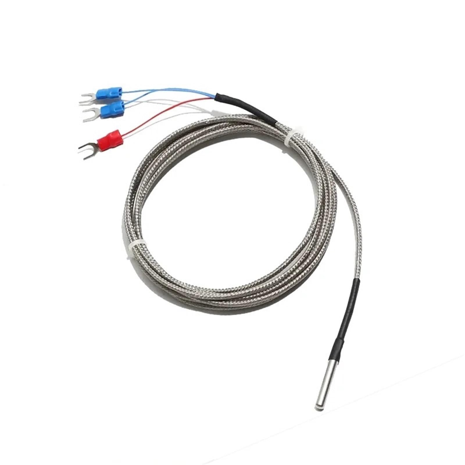 Sensor de temperatura tipo K, J, PT100, sonda de acero inoxidable de 4 x 30 mm, cable PTFE blindado de 1-5 m (PT100, cable de 5 m)