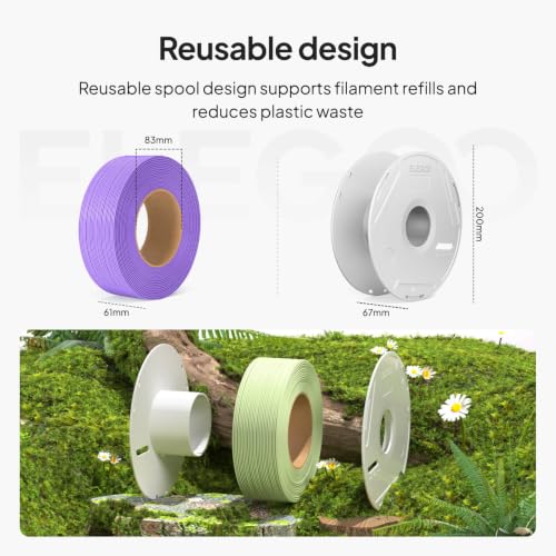 Image of ELEGOO Matte PLA 3D Printer Filament with Reusable Spool,1.75 mm Printing Filament Slate Grey 1 kg, Dimensional Accuracy + /- 0.02 mm, Compatible with Most 3D Printers
