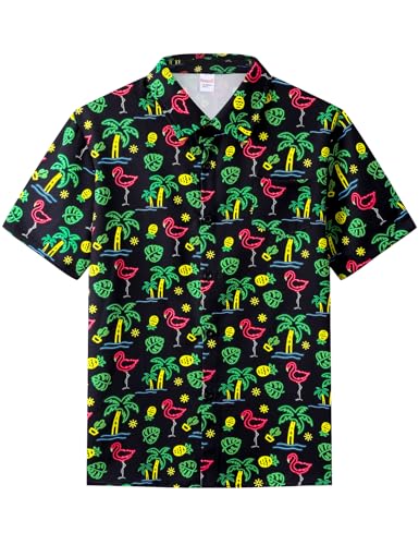 Roseelf Boy's Holiday Hawaiian Button Down Short Sleeve Shirt