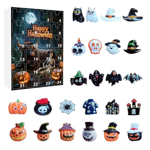 ハロウィン カウントダウン カレンダー - 樹脂製不気味彫刻デスクトップオーナメント | 24日アドベントハロウィン像樹脂フィギュア棚・暖炉・デスクトップ・マントル・窓辺・ホームパーティー用デコレーション