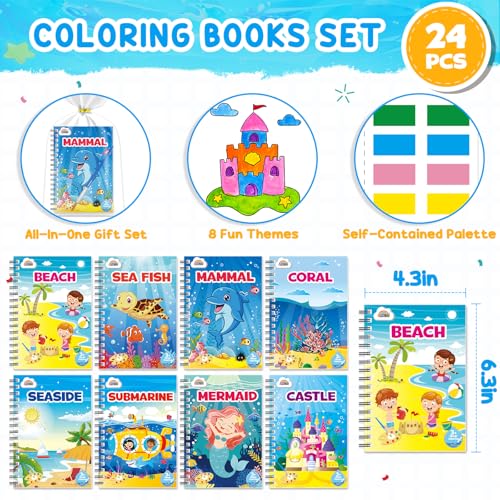 Image of ZMLM 24 Pack Ocean Coloring Books - Birthday Party Favors for Kids 4-8