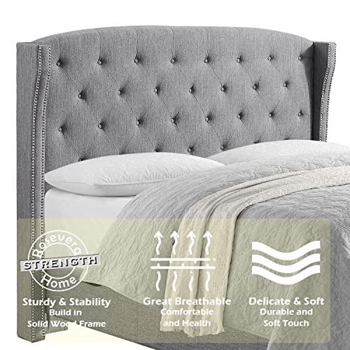 Rosevera Essential Wingback Platform Tufted Headboard/Fabric Upholstered Bed