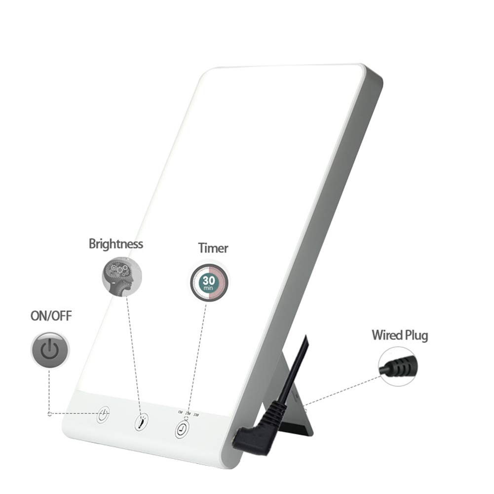 Lampe de luminothérapie avec minuterie, 10000 Lux luminosité LED Portable thérapie boîte avec 3 Niveaux de luminosité réglables, Touch Control, pour Office Accueil