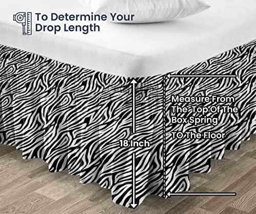 Sgi 18 Inch Drop Length Texas King Size Zebra Print Solid Bed Skirt Wrap Around Pattern Easy Fit Easy Care Fade & Wrinkle Resistant- Microfiber Made #TOP4
