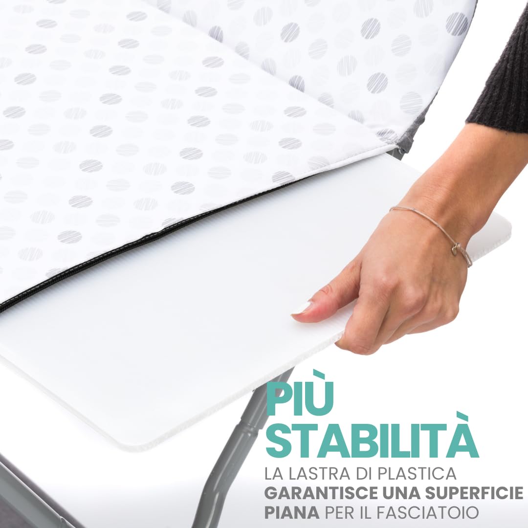 Fillikid Fasciatoio Portatile Pieghevole, con Organizer Fasciatoio Per Neonati Integrato - Fasciatoio da Viaggio Salvaspazio e Stabile - Grigio Bianco