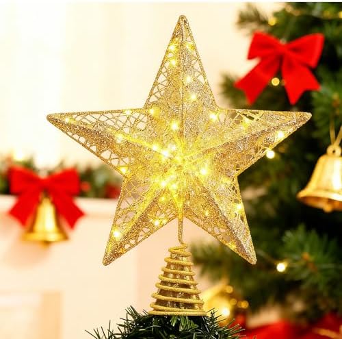 Christmas Tree Topper, Star Tree Topper with Lights, Christmas Tr...