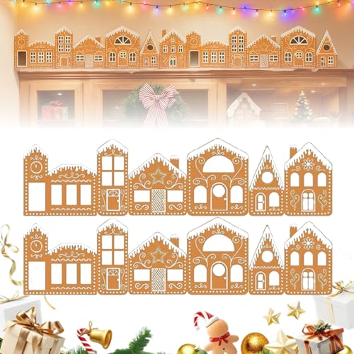 Decoración de mesa de casa de jengibre de Navidad, casas de vacaciones de cartón, centros de mesa de pueblo de Navidad, decoración de Navidad para mesa, casa de campo, decoración rústica de Navidad