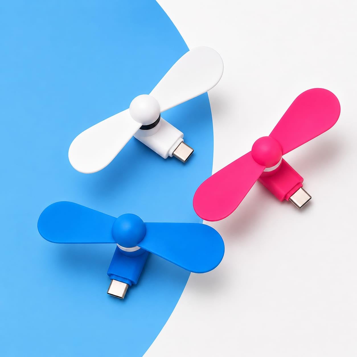 Mini USB Type-C Mobile Fan Pack of 3 | Plug & Play, Strong Airflow, Multicolour-image-43