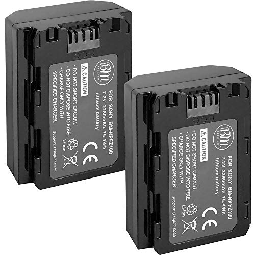 BM Premium 2 NP-FZ100 Batteries for Sony Alpha 1, FX3, a7C, a7S III, a6600, a7R IV, A7RIII, A7R3, a7 III, a7 IV, Alpha 9, Sony A9, Alpha a9 II, Alpha 9R, A9R, Alpha 9S Cameras