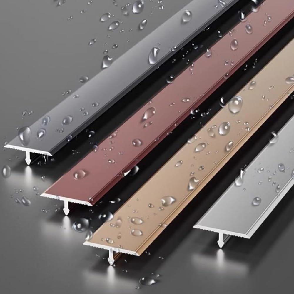 Listwa wykończeniowa do podłóg w kształcie litery T, listwy przejściowe 90 cm, listwy maskujące, metalowe łączące do podłóg laminowanych, winylowych, płytek i drewna(Black,90x2cm)
