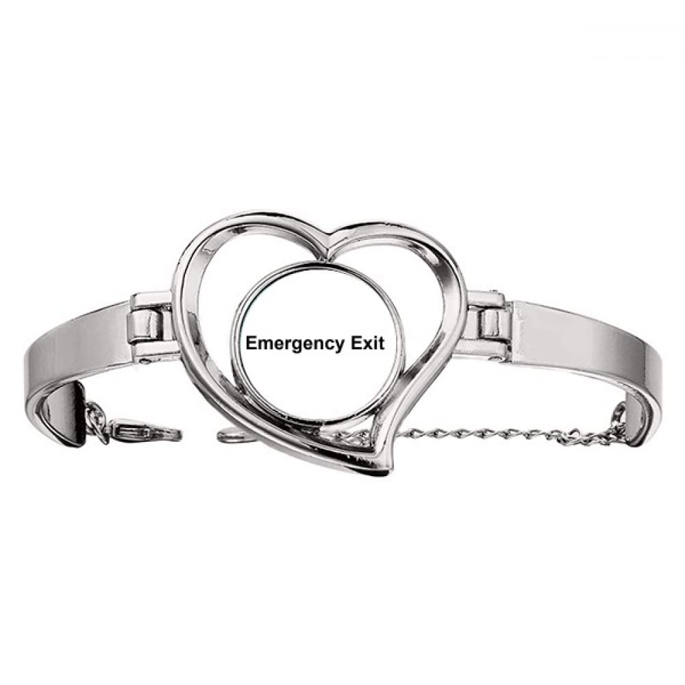 un brandEmergency Exit Black Symbol Pattern Bracelet Heart Jewelry Wire Bangle