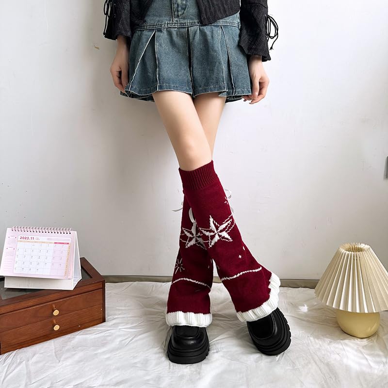 Image of YELAIVP Kawaii Leg Warmers Y2K Knit Lace up Leg Warmers Cute Japanese Harajuku Lolita Leg Warmer for Women Girls
