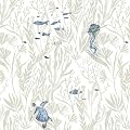 tiltil Ocean Wallpaper Peel and Stick 17.3" x 78.8" Beige Removable Wallpaper Modern Contact Paper for Cabinets Self Adhesive Wall Paper for Bedrooms Wallpapers Bathroom Cabinets Decor Vinyl Roll