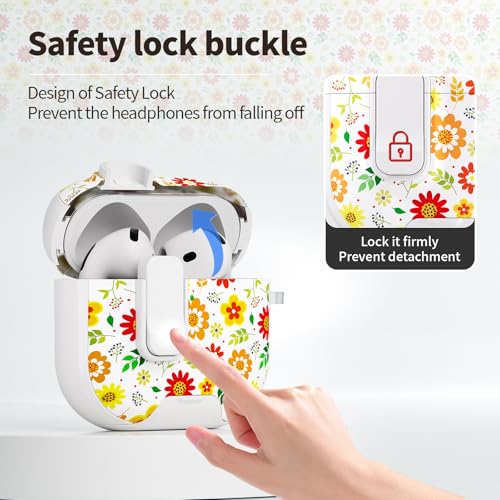 Image of for AirPods 4 Case with Secure Lock Clip in Phone Stand,Floral Girly Style Protective Cover with Cleaning Kit and Carabiner for Apple iPod 4 Generation (Sunflower Petals)