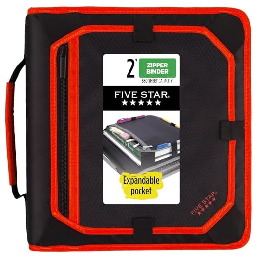 Five Star 2 Inch Zipper Binder, 3 Ring Binder, Expansion Panel, Durable, Red/Black (29052CE8)