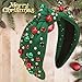 Christmas Headband for Women Pearl Knotted Headband Xmas Red Green Pearl Rhinestone Crystal Jeweled Hairband Fashion Elegant Ladies Wide Top Knot Hair Bands Headpiece Holiday Outfits Gifts (Green)