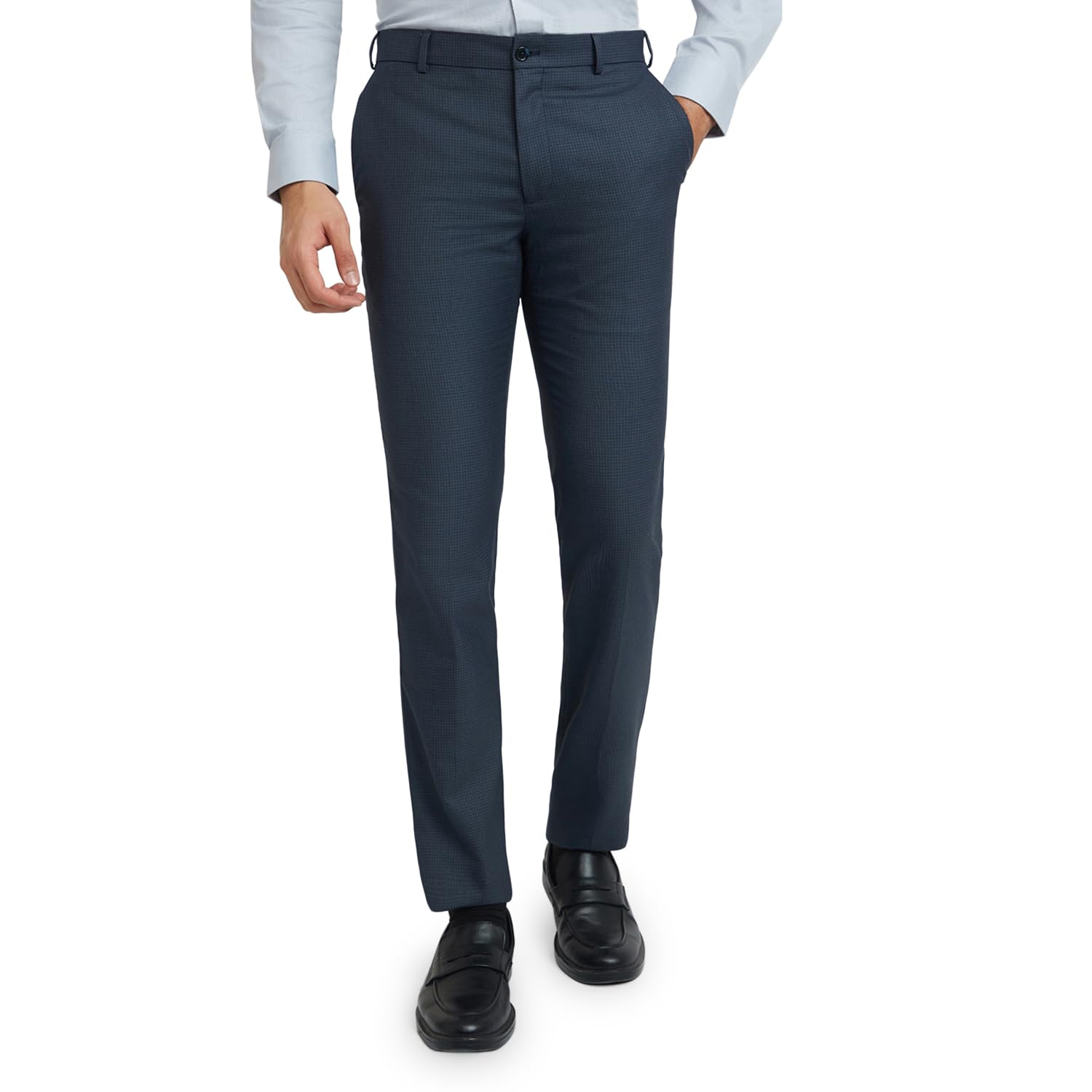 raymond Men Flat Front Slim Fit Structure Pattern Polyester Blend Formal Trouser-picture-42