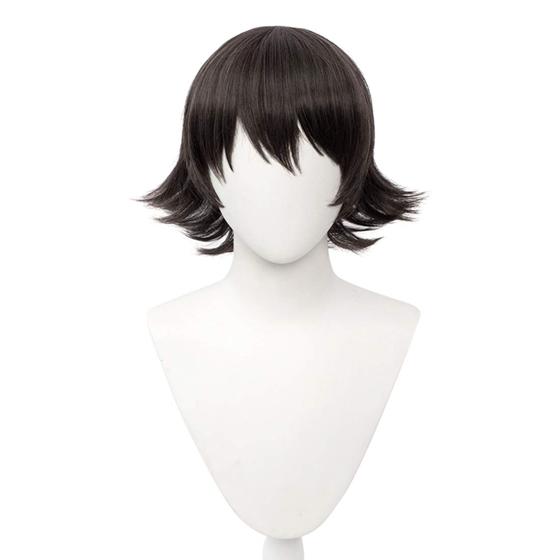 AicosAnime Unisex Short Black Cosplay Wig with Bangs for Comiket, Black  Wigs with a Free Wig Cap,Heat Resistant Wigs for Anime Cosplay