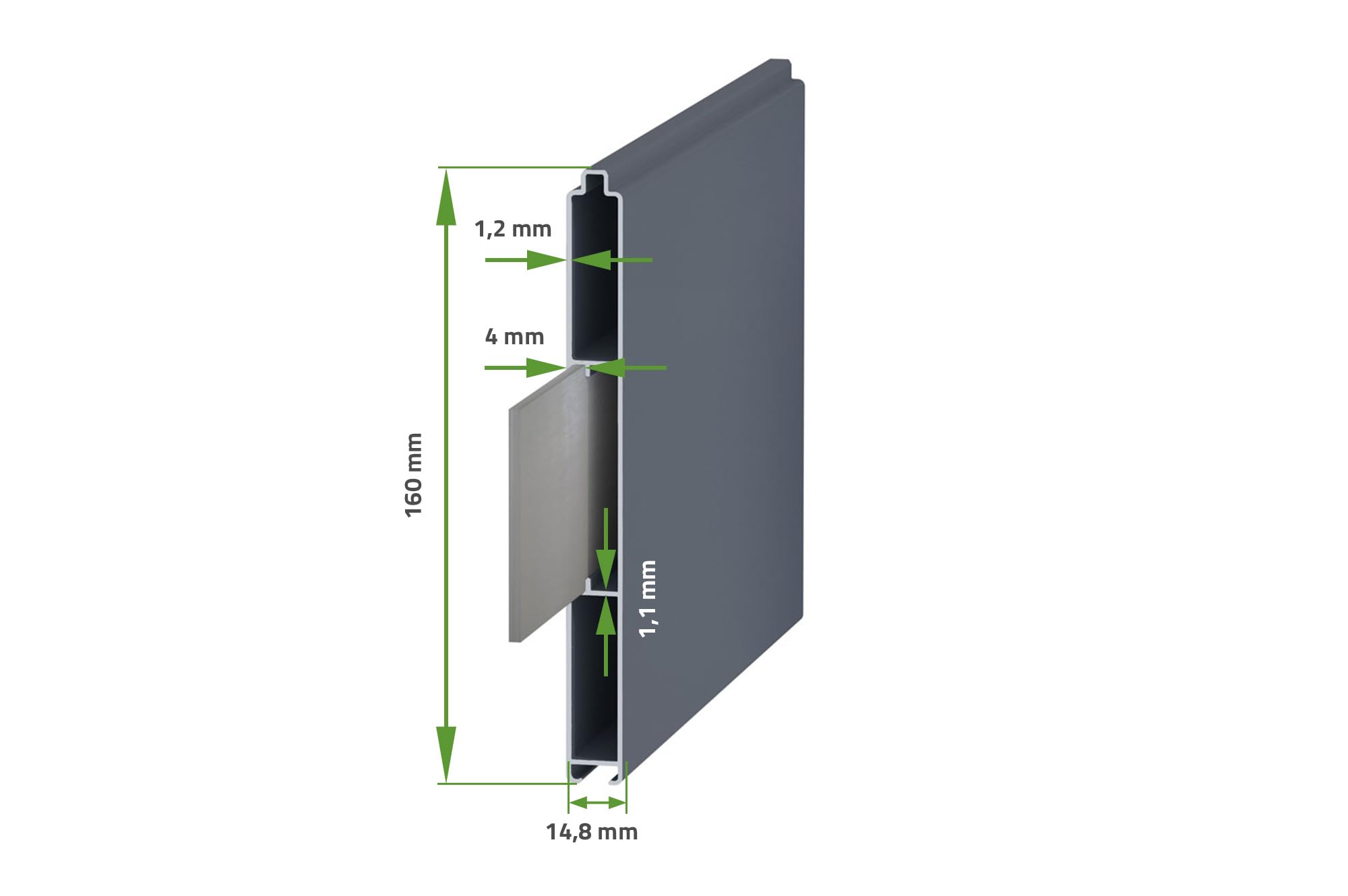 Casanoov Portail Battant EIGER Aluminium Gris Anthracite 300 x 176 cm 3 x 1,76 m 5,28 m² Plein Lames Horizontales Extérieur Intimité Résistance Vent 50 km/h Serrure Barillet 5 Clefs Inclus