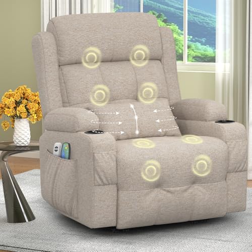 SQUEBILIFE Relaxsessel Fernsehsessel Elektrisch Verstellbar Massagesessel mit Wärmefunktion Liegefunktion Fußteil, 2 Seitentaschen Getränkehalter, TYP C & USB-Anschlüsse, TV Sessel für Wohnzimmer