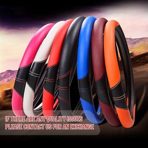 LABBYWAY Microfiber Leather Auto Car Steering Wheel Cover, Universal 15 Inch Anti-Slip Wheel Protector, Red