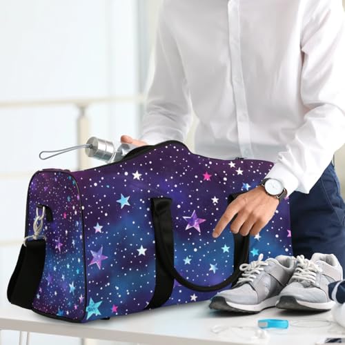 Starry Shining Star Travel Duffel bag for Men Women Weekender Overnight Bag Gym Bag Carry On Luggage Bags for Yoga Workout Sports 6