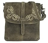 HOCHWERTIGES LEDER: Sunsa Ledertasche besteht aus qualitativen, langlebigen & weichem echtem Ziegen Leder. Die Leder Umhängetasche ist sehr stabil & robust. Top modische Trachten Stickerei werten die Schultertasche auf.