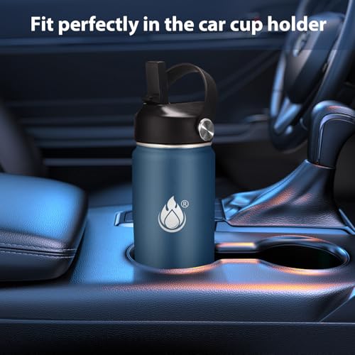 Image of Insulated Water Bottle 32 oz with Straw, Stainless Steel Wide Mouth Water Bottle, Double Wall Vacuum Leak Proof with Straw Lid & Spout Lid for Sports or Office, Keep Cold or Hot Up to 24 Hrs