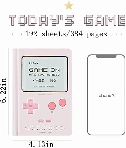 Miniatura 2 de Agenda diaria sin fecha de 365 días, diseño de juegos, organizador de bolsillo, libro de citas, diario A6, mini diario lindo (rosa)