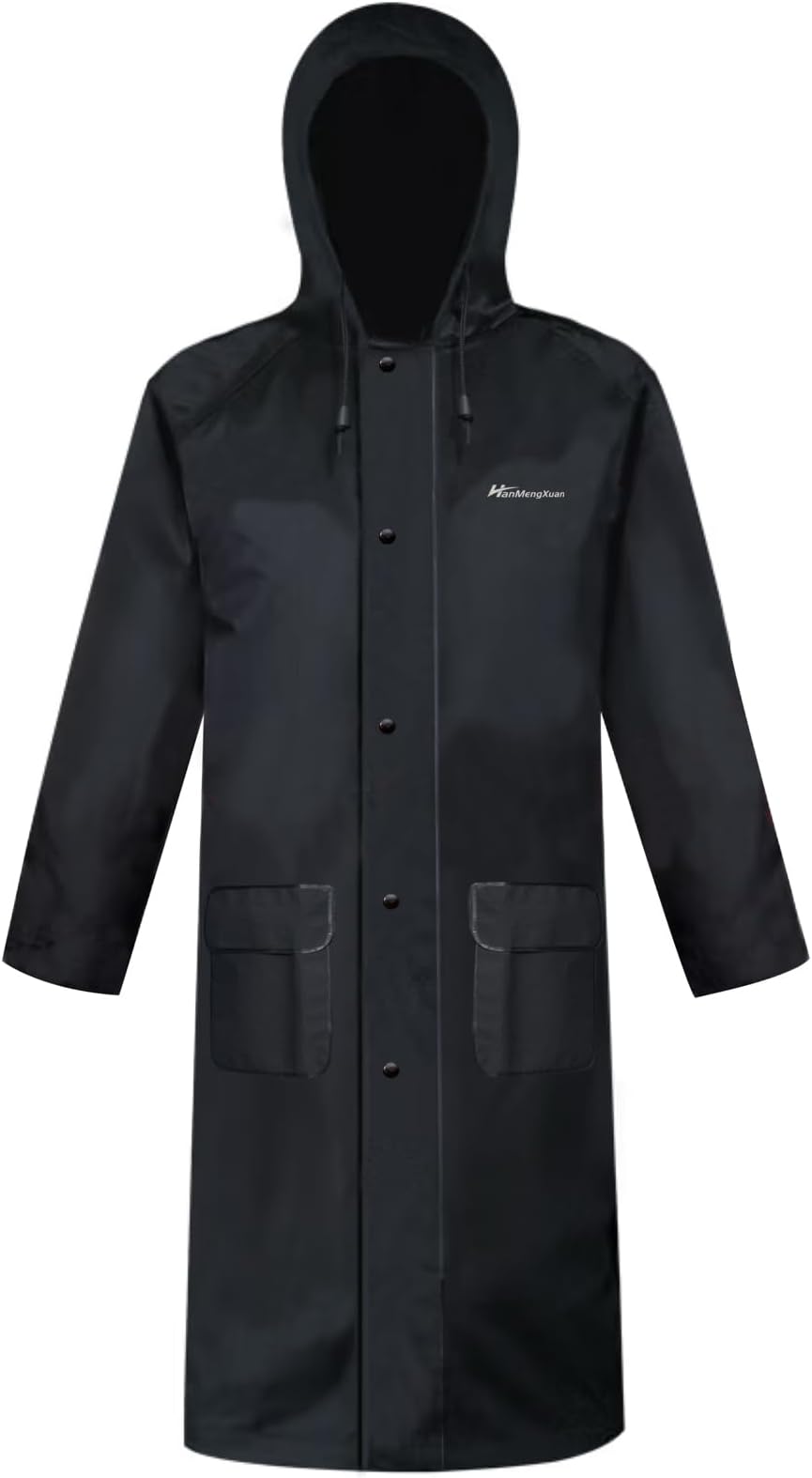 Men's Long Hooded Raincoat - Waterproof Rain Jacket for Work & Outdoor Use