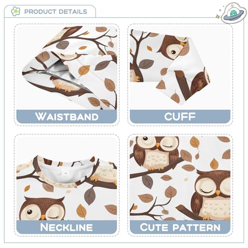 JUNZAN Cute Cartoon Owls Kids Boys Hoodie Sweatshirt Fleece Boys Sweat Shirt Camping 4T3