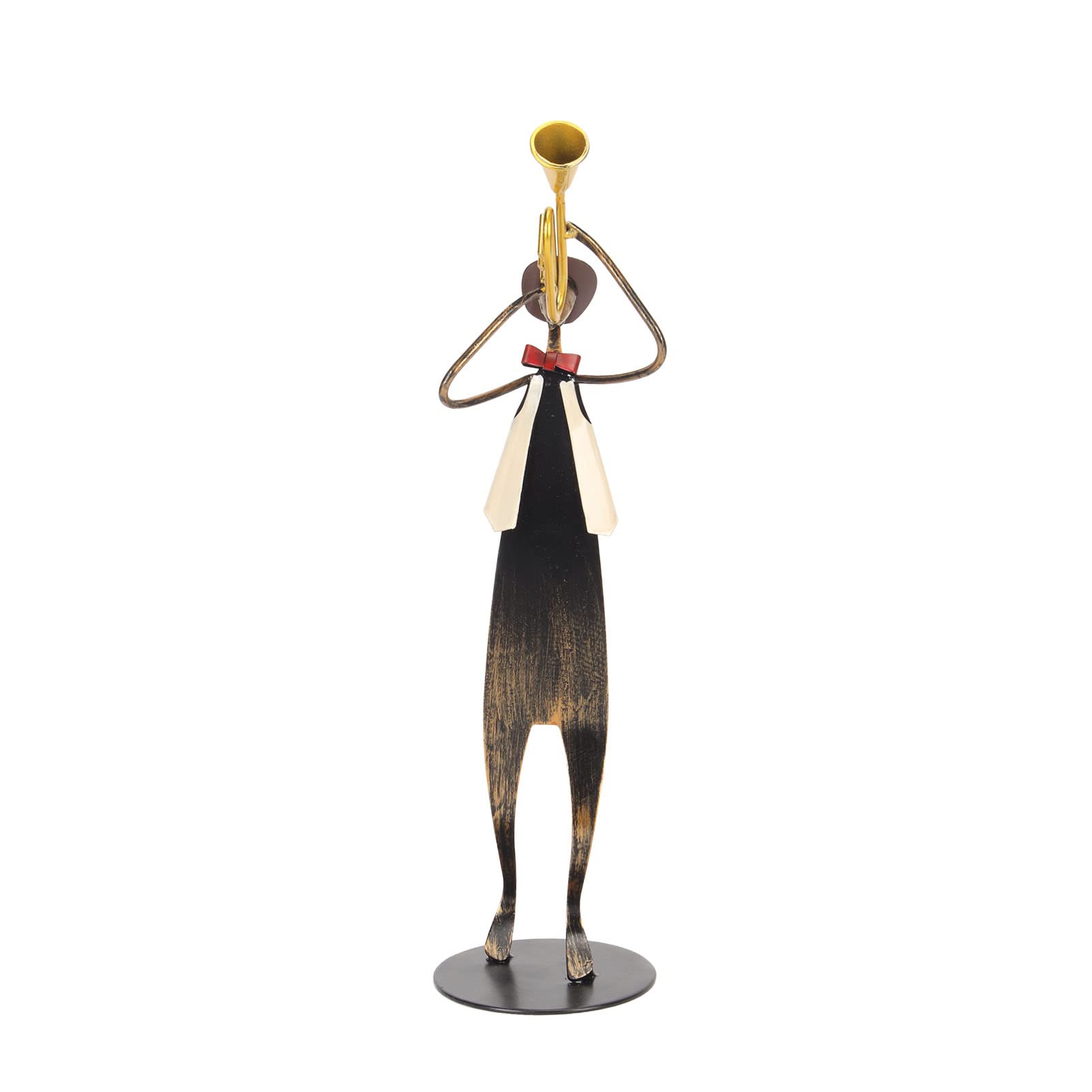 Figurine de trompette moderne dorée en fer forgé artisanal pour salon chic
