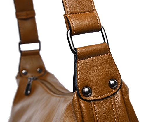 Covelin Women's Retro Sling Shoulder Bag From, Leather Crossbody Tote Handbag Brown #TOP1
