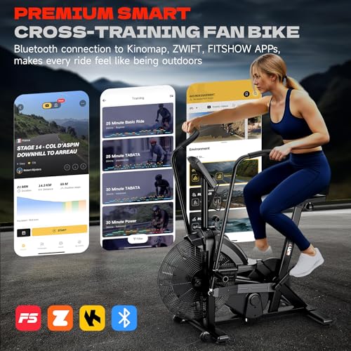 Image of Dual Resistance Air Bike, Magnetic & Air Fan Bike with APP Connection, ISCC PLUS Certified, Dual-Action Handlebars for Home Gym HIIT Cardio Full Body Workout (350LBS Capacity) (Carbon Black)