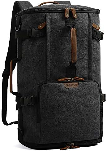 G-FAVOR 40L Travel Backpack, Vintage Canvas Rucksack Convertible Duffel Bag Carry On Backpack Fit for 17.3 Inch Laptop Bag