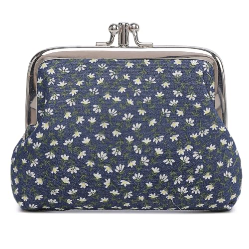 Image of Cute Floral Buckle Coin Purses Vintage Pouch Kiss-lock Change Purse Wallets (11)