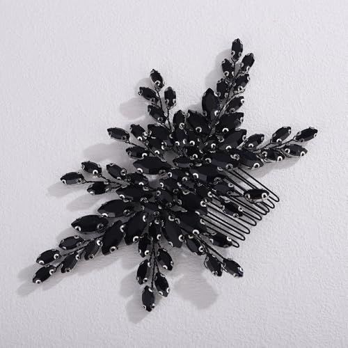 Peine para cabello negro vintage de cristal con strass miniatura 3