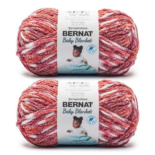 Bernat Baby Blanket RED Ribbon Yarn - 1 Pack