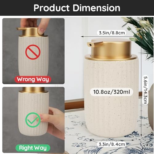 Image of Segbeauty Ceramic Hand Soap Dispenser, 10.8oz Refillable Empty Lotion Shampoo and Conditioner Dispenser, 320ml Shower Body Wash Container Dish Soap Pump Bottle for Kitchen Counter Sink Bathroom Decor