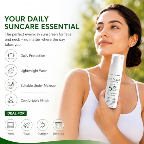 Image of Clear Face Sunscreen Lotion SPF 50+++ | Hybrid Broad-Spectrum Daily Sunblock for Acne-Prone, Oily & Sensitive Skin - Lightweight Matte Finish - 50 ml