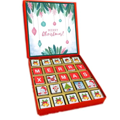 Image of Expelite Merry Christmas and Happy New Year Chocolate Gift for Wife -25 Pc Merry Christmas and Happy New Year Chocolate Gift for Husband Wife