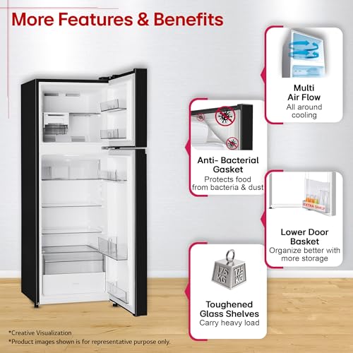 Image of LG 251 L, 2 Star, Smart Inverter, Smart Mode, Frost-Free Double Door Refrigerator (GLT2526WWOB, Onyx Black, Multi Air Flow, Express Freeze, Deodorizer, Bigger Size & Better Cooling, 2026 Model)