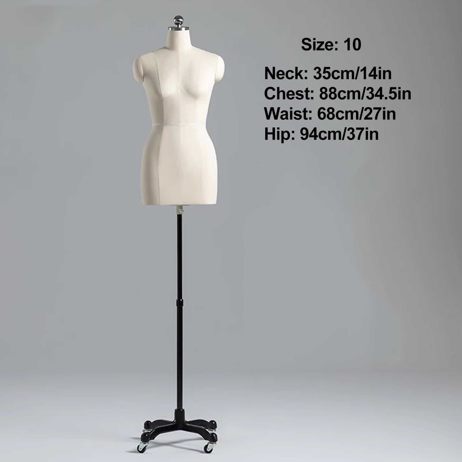 Maniqui Costura Mujer, Maniqui Costura Altura Ajustable, Modelo de Bustos, Cuerpo Completo de Plástico Desmontable, Soporte de Exhibición.(M)