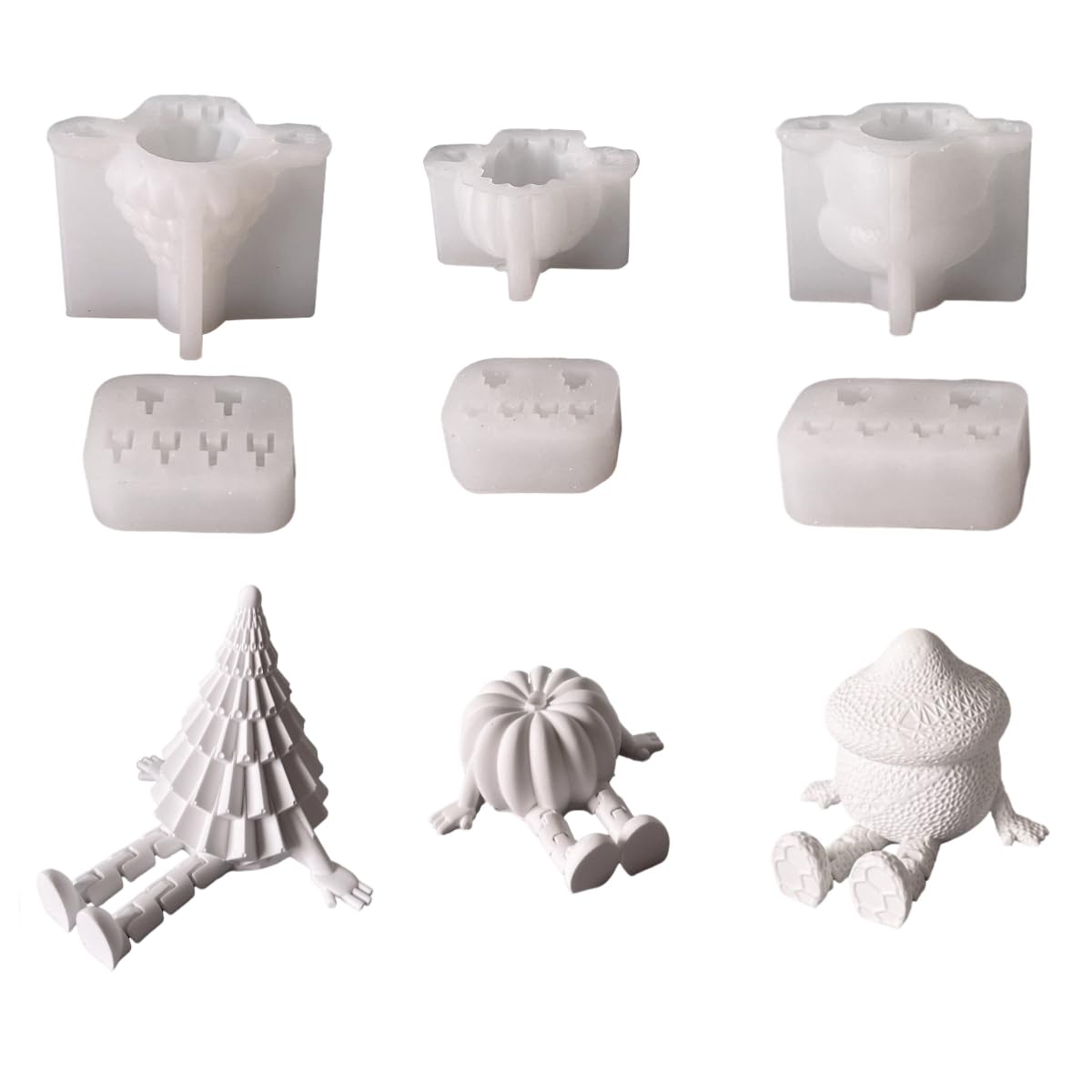 générique Moules à Bougies en Silicone Moules Moulage Arbre de Noël Assis sur Un Support Figure 3D