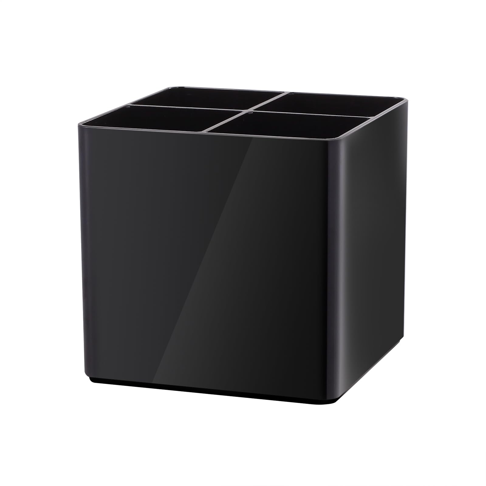 OWAYOTO Makeup Brush Organizer Acrylic Tray - 4 Slot Office Desk Stationery Pen Holder Black Box