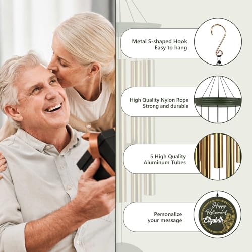 Image of ASTARIN Personalized Retirement Wind Chimes, 36inch Retirement Gifts for Woman /Man, Colleagues /Staff, Personalized Gifts Wind Chime for Retire, Decorative Wind Chimes Outdoor Decor