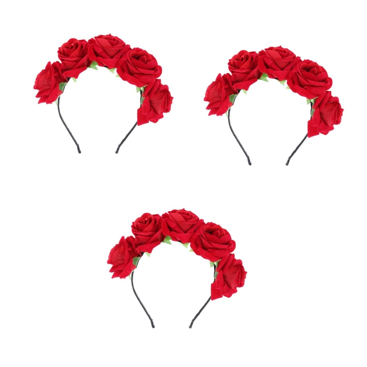 DOITOOL 3piezas Diadema Floral De Artificiales Accesorio Cabello Rojo Para Bodas y Diseño Elegante y De