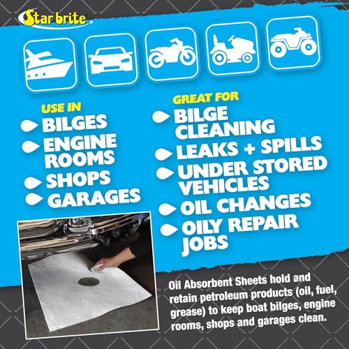 Image of STAR BRITE Bilge Oil Pads Absorbs Oil, Repels Water - 17 x 19 Heavy Weght - 5 Pack (091845)