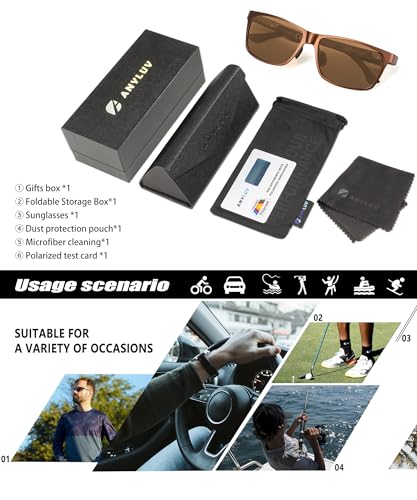 Image of ANYLUV Polarized Sunglasses for Men Rectangular Classic Al-Mg Metal Frame Sun Glasses Mens Sunglasses with UV Protection