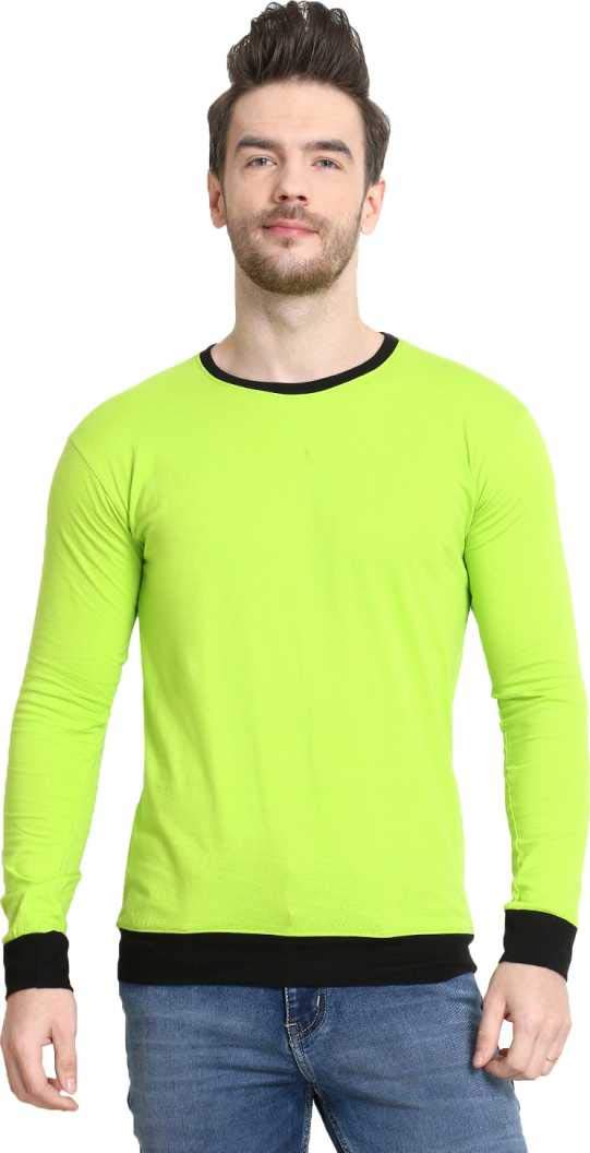 Diwazzo Men's Slim Fit T-Shirt (BLUBRDR011_Light Green_Large)